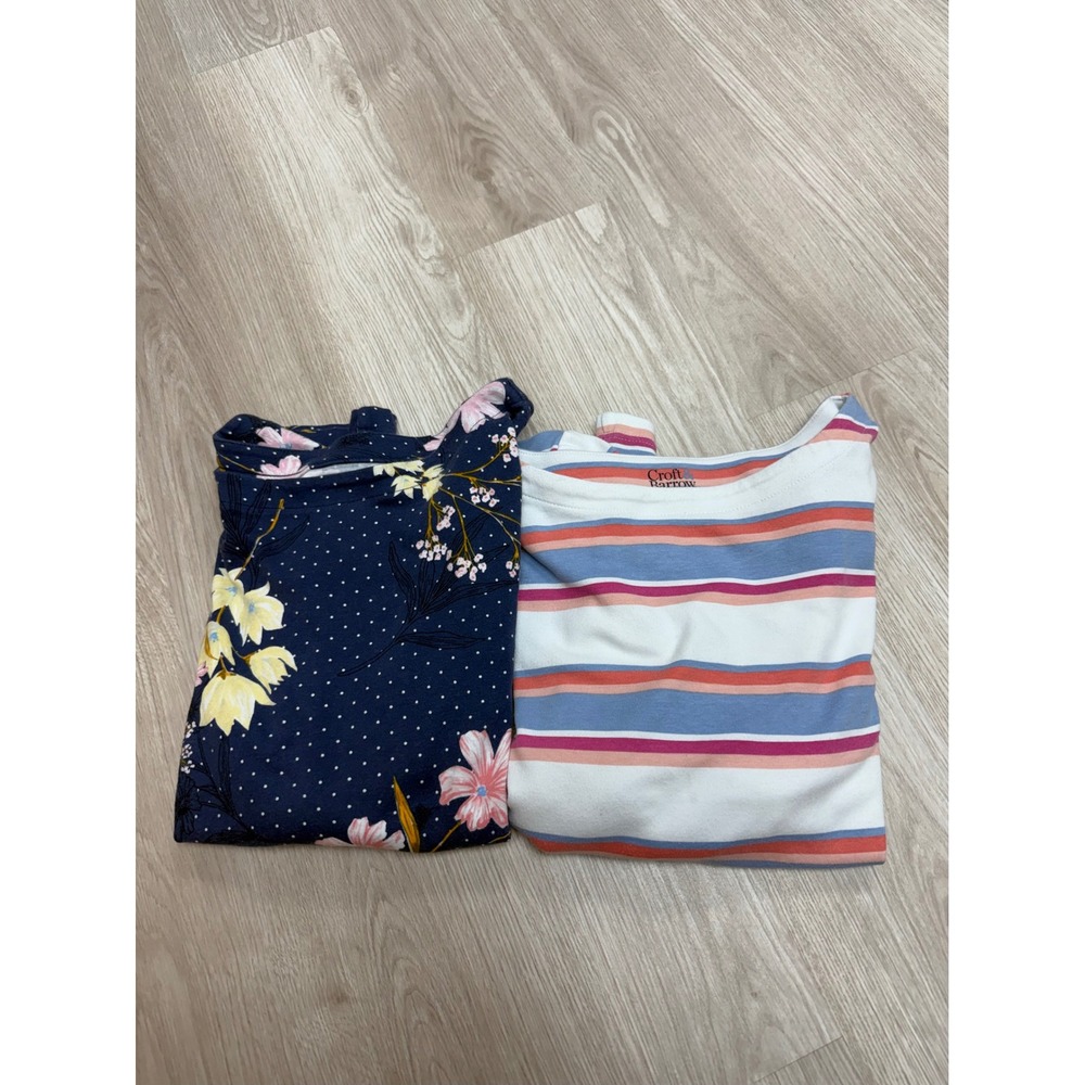 Croft & Barrow Womens PXXL Top Bundle Floral Polka Dot Striped Cotton 2PK P2XL